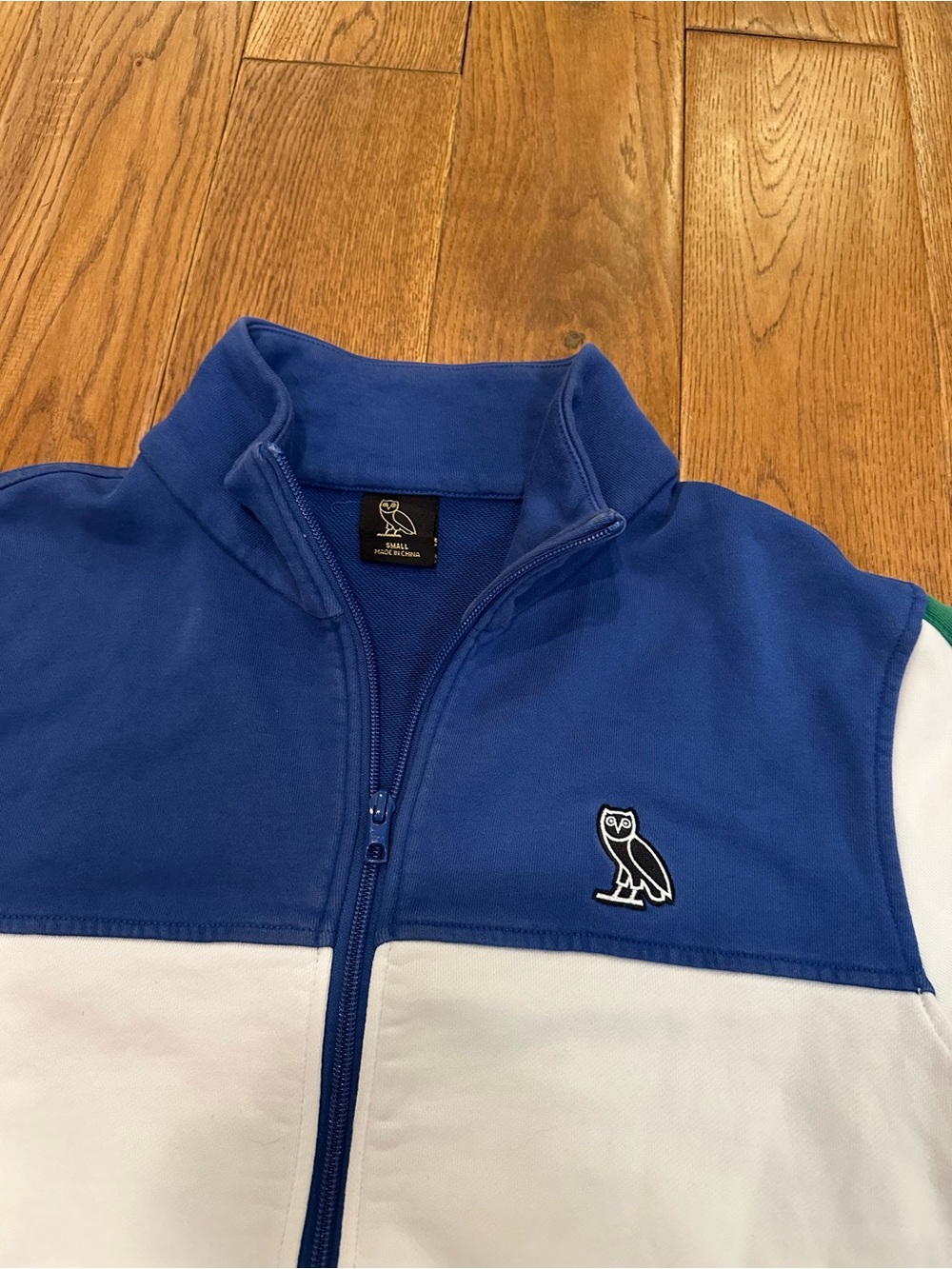 OVO Blue and White Zip-Up Sweater